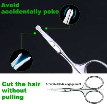 Набор ножниц для волос, носа, ушей, бровей, прямых и закругленных кончиков, 2 шт.