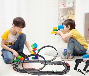 ЭЛЕКТРОМОБИЛЬ ГОНОЧНАЯ ТРЕК XXL 2 МАШИНЫ ПЕТЛИ ПУЛЬТА ДИСТАНЦИОННОГО УПРАВЛЕНИЯ 388 СМ ПОДАРОК