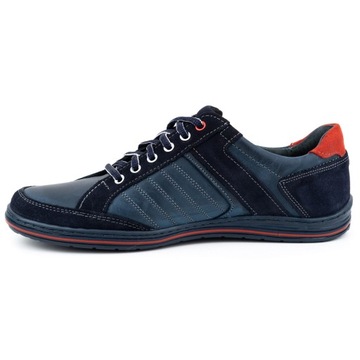 Мужские туфли из натуральной кожи, на шнуровке POLISH 236K, темно-синие 46