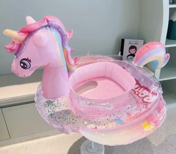 Кольцо для плавания с сиденьем Unicorn Glitter Pink для бассейна и пляжа