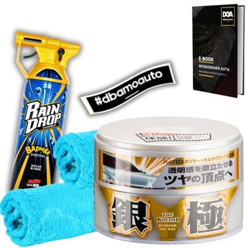 Soft99 Kiwami wosk hybrydowy do jasnych lakierów 200g + Rain Drop Bazooka