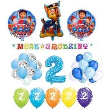 Zestaw 2 Drugie Urodziny Balony Psi Patrol Chase