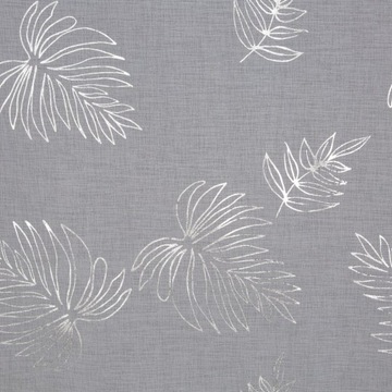 Штора 140х250 Капри белая с серебряными листьями