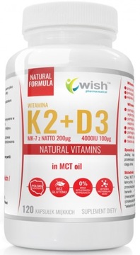 WISH Witamina K2 200 + D3 4000 MCT SoftGel 120kaps