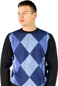 Y2902 Pierre Cardin V-Neck Argyle Knitted Jumper SWETER MĘSKI XXL