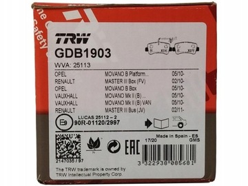 TRW GDB1903 Комплект тормозных колодок