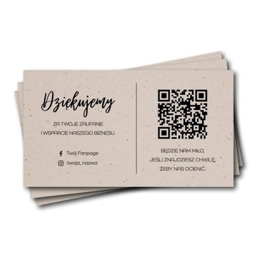 Podziękowanie za zakupy + kod QR gotowy szablon, papier Cocoa 250g 100szt