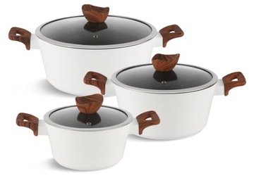 НАБОР ГОРШКОВ С ГРАНИТНЫМ ПОКРЫТИЕМ 15 ЭЛЕМЕНТОВ. ЗИЛЬНЕР БЕЛАЯ ЛИЛИЯ ZL-8515