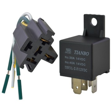 Przekaźnik samochodowy 12V30/40A 5 pin + gniazdo