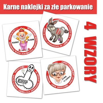 NAKLEJKI KARNY KU*TAS ZA ZŁE PARKOWANIE 50 SZTUK