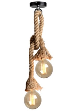 LAMPA PODWÓJNY DŁUGI SZNUR JUTOWY COUNTRY 200 CM
