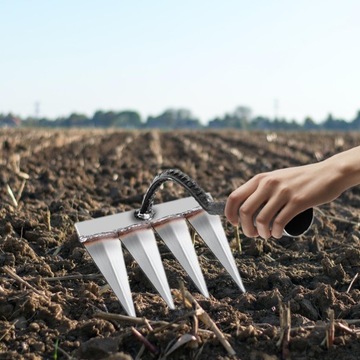 Грабли для удаления сорняков. Грабли для газона и листвы. Грабли для приусадебного участка, 4 зубца.
