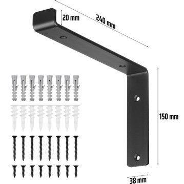 НАБОР 4x ОПОРЫ ДЛЯ ПОЛКИ УГЛОВОЙ КРОНШТЕЙН ДЛЯ ПОЛКИ ОПОРА LOFT ШПИЛЬКИ 24 СМ