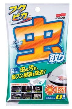 SOFT99 FUKUPIKA BUGSDROPPINGS WIPES CHUSTECZKI 8sz