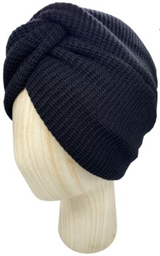 Czapka Turban Twist Dziergany Czarny