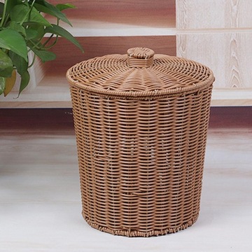 Корзины для хранения Корзина с крышкой Плетеная корзина для мусора для унитаза 23,5x28,5 см