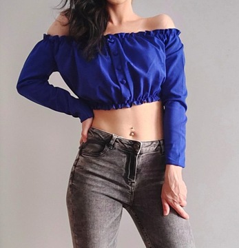 Niebieska Damska Crop Top New Look Hiszpanka r. 36