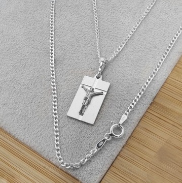 Серебряный медальон пр.925 Христос на Кресте +ГРАВИРОВКА