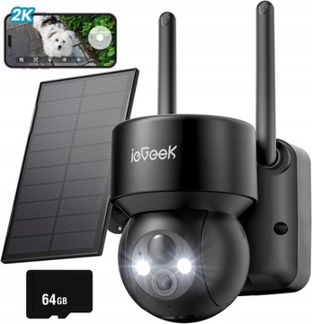 SOLARNA KAMERA OBROTOWA ZEWNĘTRZNA WIFI 2K 3MP 4xZOOM BATERIE IP KAMERA 64G