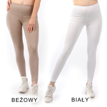 Legginsy POLSKIE Getry Bawełniane BIAŁE M 38