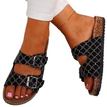 KLAPKI DAMSKIE STYLOWE PROFILOWANE NA KORKU LEKKIE