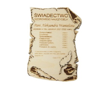 Świadectwo Nagroda Podziękowanie dla Nauczyciela