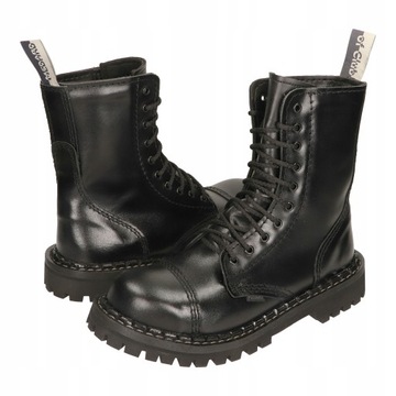 BUTY MĘSKIE SKÓRZANE GLANY WYSOKIE STEELNOSE 10-DZIUR R 45 MEDARD