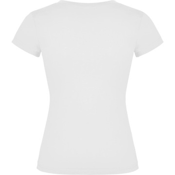 MODNA KOSZULKA DAMSKA T-SHIRT BIAŁY V-NECK DEKOLT V 155g roz.L