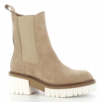 CARINII B7345 BOTKI WORKERY TRAPERY SKÓRA BEŻOWE