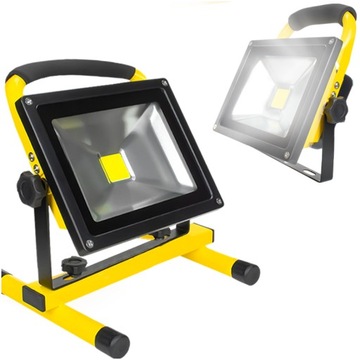 HALOGEN ROBOCZY REFLEKTOR NAŚWIETLACZ LED Z AKUMULATOREM PRZENOŚNY IP65 50W