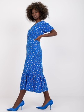 Niebieska sukienka midi w kwiatowy print M