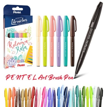 Pisak do kaligrafii PENTEL SES15 Brush Pen Zestaw SES15C op.6 - kolorowa ra