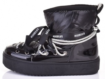 MODNE ŚNIEGOWCE Z FUTERKIEM WSUWANE BUTY ZIMOWE NA PLATFORMIE