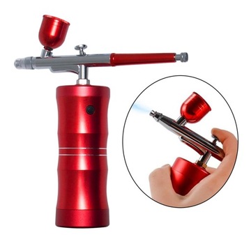 Topowy zestaw minikompresora powietrza 0,3 mm Aerograf Pistolet do malowania natryskowego Aerograf czerwony