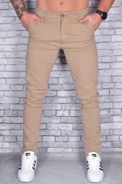 SPODNIE MĘSKIE KLASYCZNE GŁADKIE CHINOSY JAKOŚĆ