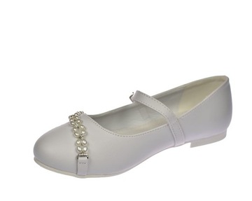 Туфли для причастия, белые полные балетки, размер 48/23. 37