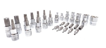 KLUCZE NASADOWE GWIAZDKA NASADKI BITY TORX 3/8'' ZESTAW KLUCZY NASADEK 34el
