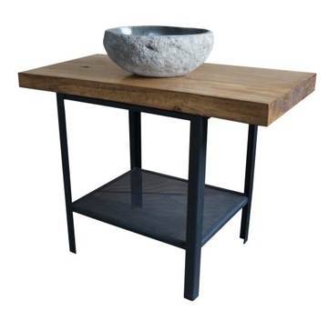 SZAFKA POD UMYWALKĘ LOFT Z PÓŁKĄ 100CM LITE DREWNO