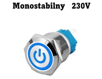 Przycisk wciskany 12mm podświetlany LED 230V mo