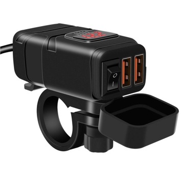 ЗАРЯДНОЕ УСТРОЙСТВО ДЛЯ МОТОЦИКЛА 2x USB QC3.0 БЫСТРАЯ ЗАРЯДКА