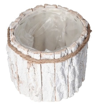 КРЫШКА ДЛЯ ЦВЕТОЧНОГО ВАЗОНА, ДЕРЕВЯННАЯ КОРА, БЕЛЫЙ ГОРШОК