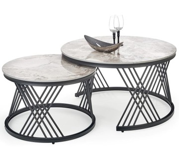 Zestaw 2 Stolików Salon Loft FLAMINGO Szary Marmur
