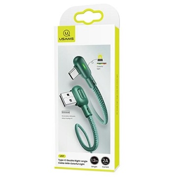 USAMS двусторонний USB-USB-C / Type-C 2A угловой плетеный кабель длиной 1,2 м