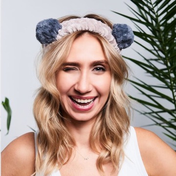 Opaska kosmetyczna do włosów z uszami Yeye szara