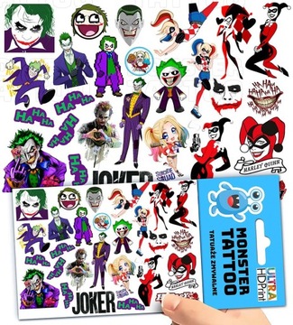TATUAŻE ZMYWALNE TYMCZASOWE DLA DZIECI DZIECIĘCE JOKER WZORY ORYGINALNE
