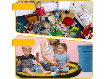 КОРЗИНА ДЛЯ ИГРУШЕК С КОВРИКОМ-ОРГАНИЗАТОРОМ КОНТЕЙНЕР ДЛЯ СУМКИ С РУЧКАМИ К КРЫШКЕ