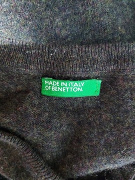 BENETTON sweter 100% wełna M wada