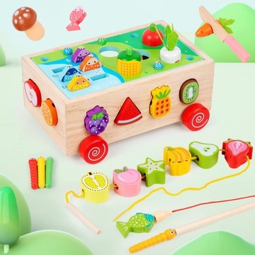 ДЕРЕВЯННАЯ САДОВАЯ ИГРУШКА РАЗВИВАЮЩИЙ КУБ 7 В 1