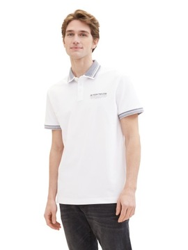 Koszulka polo męska Tom Tailor polo with details r. L White