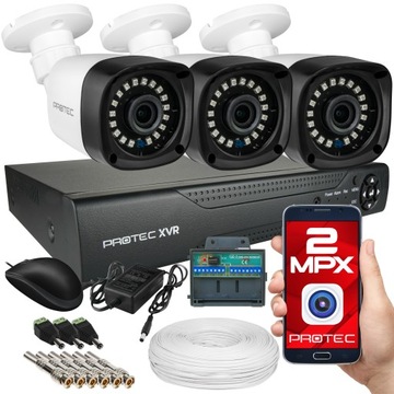 ZESTAW KAMER DO MONITORINGU 3 KAMERY FULL HD podgląd kamery zewnętrzne